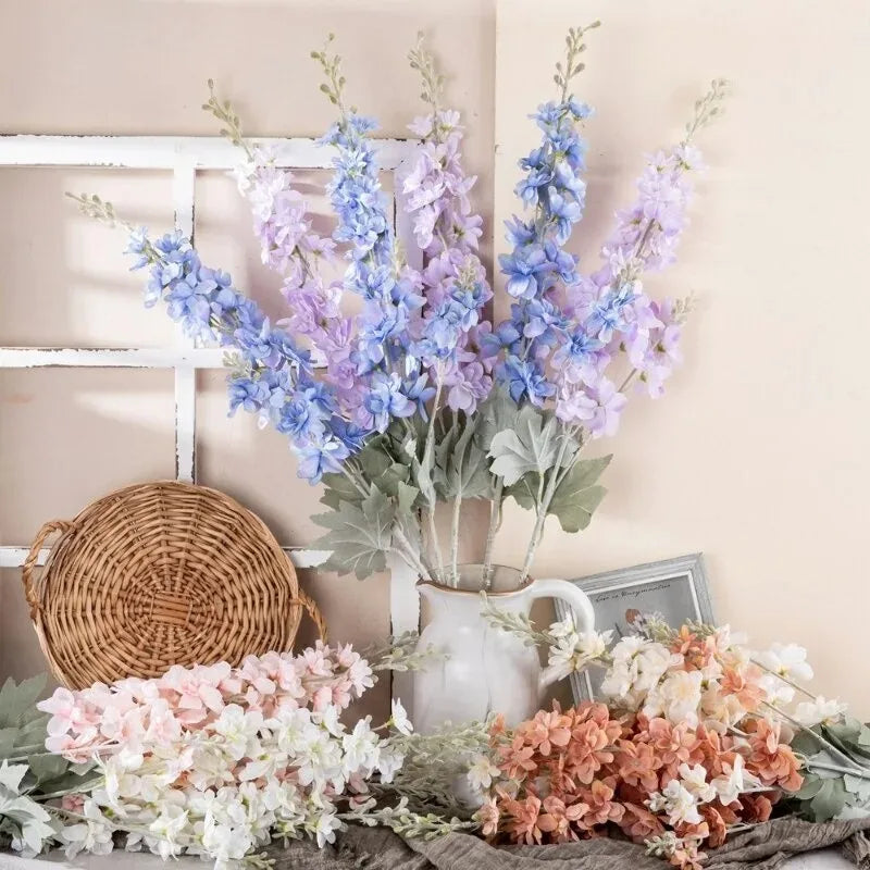 Delphinium Artificial Flower Bouquet – Elegant Silk Peony Arrangement