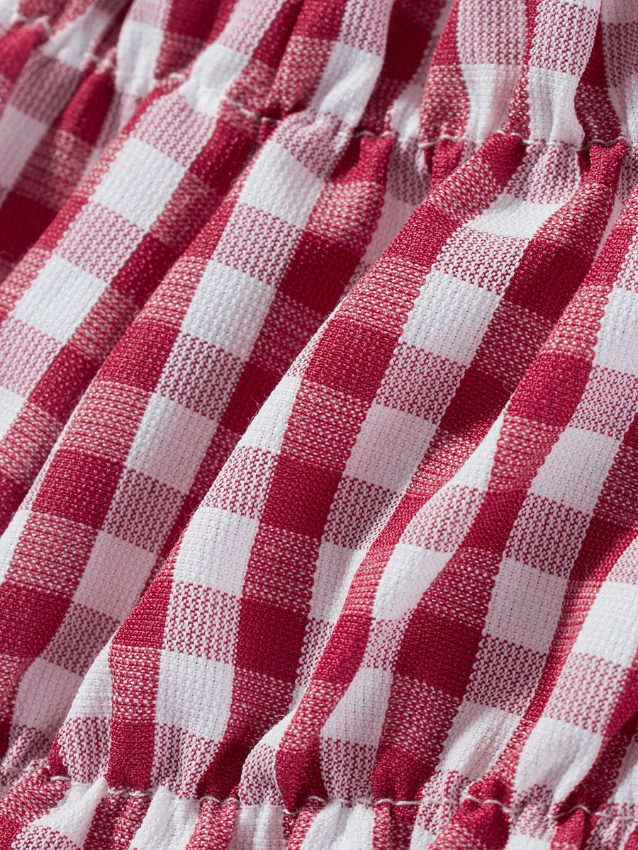 Red Trendy Checkered Bloomer Shorts