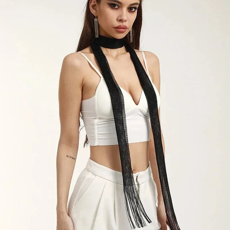 Silver Trendy Skinny Scarf