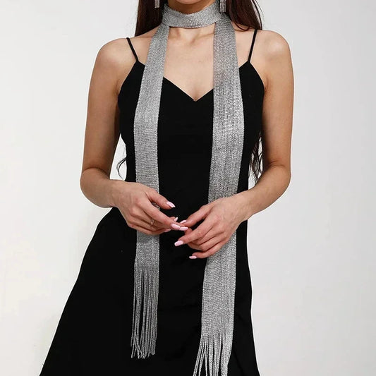 Silver Trendy Skinny Scarf