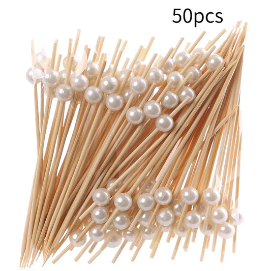 Pearl Decorative Wooden Party Picks