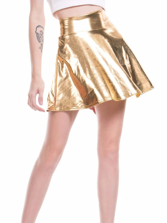 Lucky Me Metallic Pleated Mini Skirt