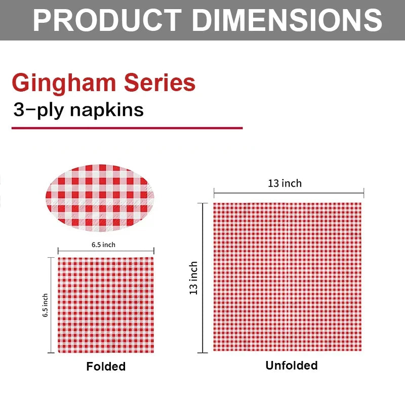 Red Gingham Disposable Napkins
