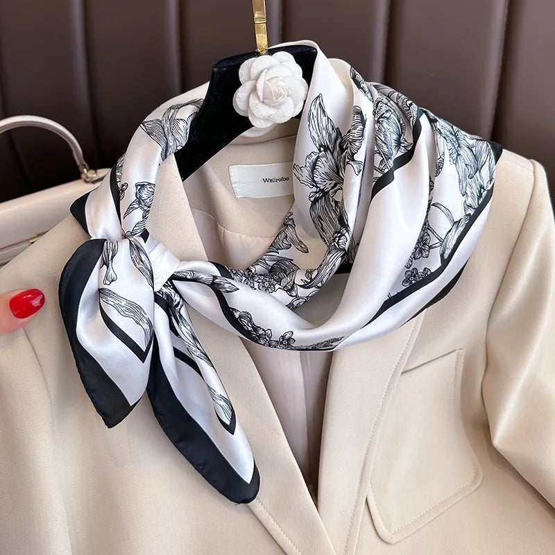 La Dolce Vita Printed Square Silk Scarf